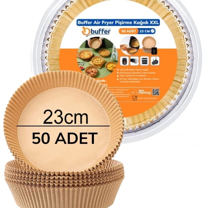 ® Yeni Ürün 50 Adet Air Fryer Pişirme Kağıdı Tek Kullanımlık  23 Cm Yuvarlak Pişirme Kağıdı XXL PVC li