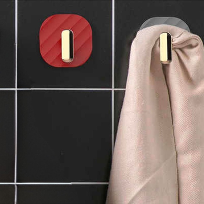 ® Yeni Ürün 2li Yapışkanlı Retro Askılık Dolap Kapak Kulpu Kırmızı