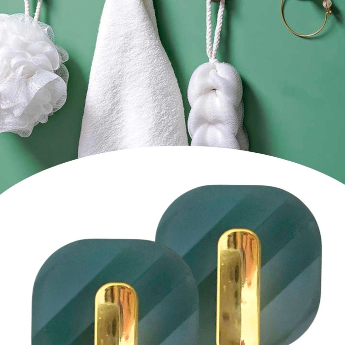 ® Yeni Ürün 2li Yapışkanlı Retro Askılık Dolap Kapak Kulpu Yeşil
