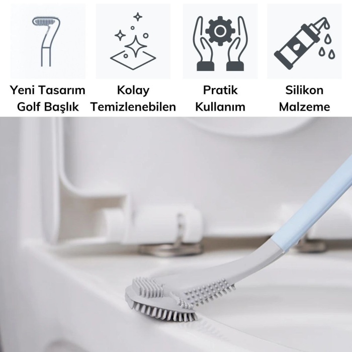 ® Yeni Ürün Golf Tasarımlı Silikon WC Klozet Mutfak Temizlik Fırçası Kanca Hediyeli