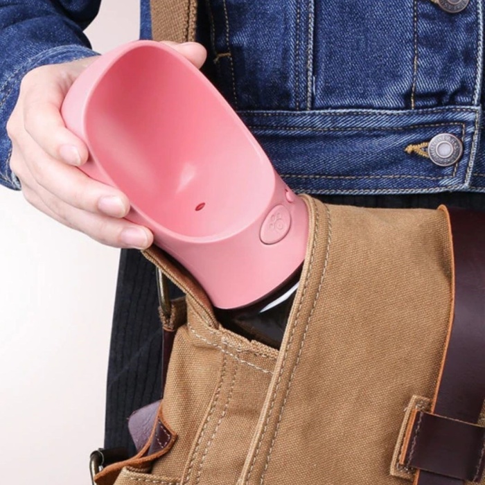 ® Yeni Ürün Taşınabilir Mama Hazneli Evcil Hayvan Suluğu Seyahat Kabı Kilitlenebilen Su Sızdırmaz 380ML