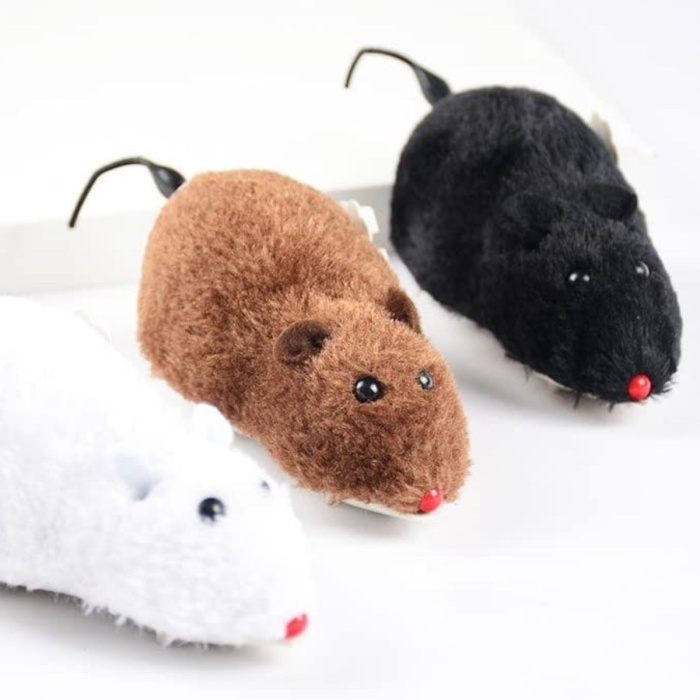 ® Yeni Ürün Kurmalı Kedi Eğitim Oyuncağı Tüylü Peluş Fare Yakalama İnteraktif Sevimli Eğlenceli Oyuncak