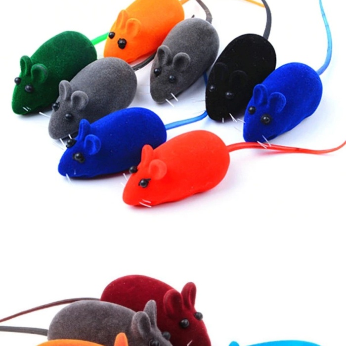 ® Yeni Ürün 2li Evcil Hayvan Eğitim Sevimli Elastik Kedi Fare Yakalama İnteraktif Sesli Eğitim Oyuncağı