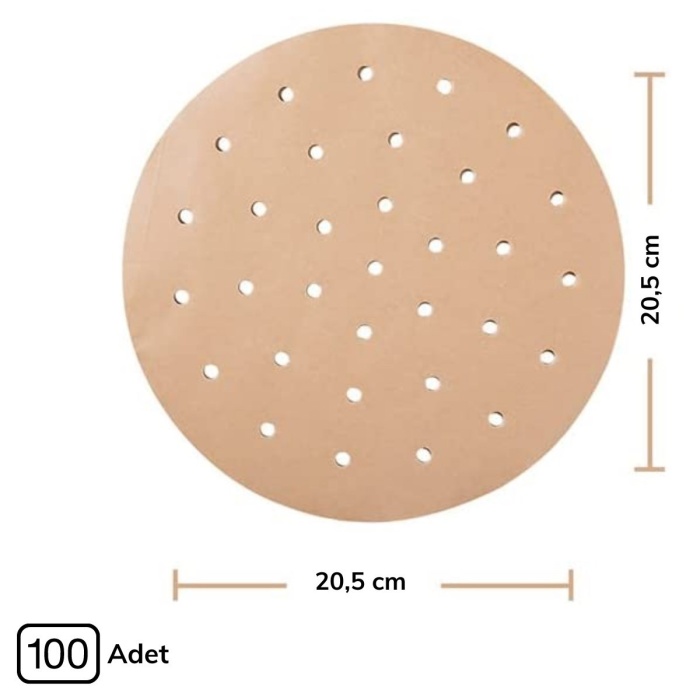® Yeni Ürün 100 Adet  Air Fryer Pişirme Kağıdı Tek Kullanımlık Hava Fritözü Yuvarlak Delikli Model