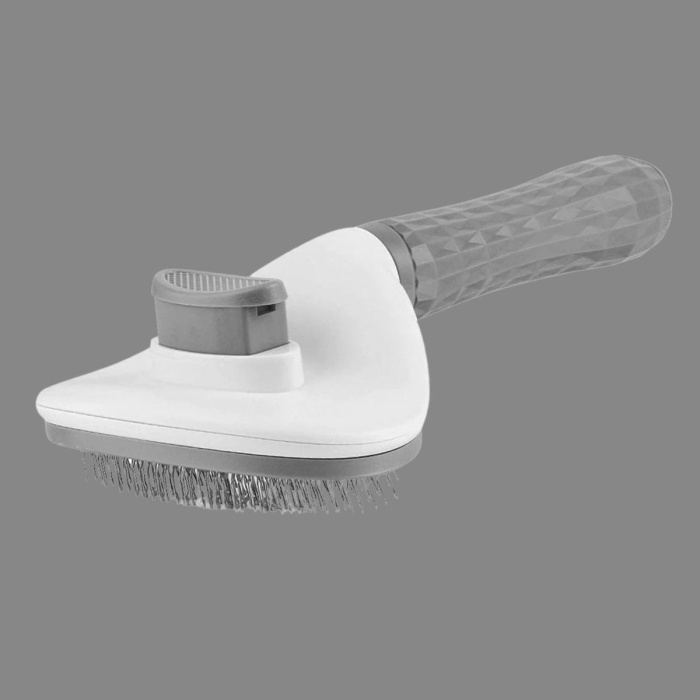 ® Yeni Ürün Kedi Köpek Tüy Toplayıcı Kendini Temizleyebilen Ergonomik Rahat Evcil Hayvan Tarağı Gri