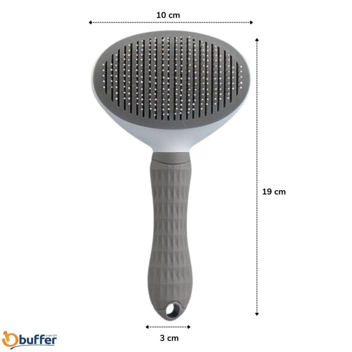 ® Yeni Ürün Kedi Köpek Tüy Toplayıcı Kendini Temizleyebilen Ergonomik Rahat Evcil Hayvan Tarağı Gri