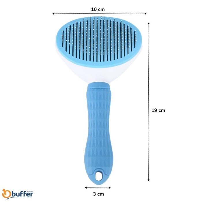 ® Yeni Ürün Kedi Köpek Tüy Toplayıcı Kendini Temizleyebilen Ergonomik Saplı Evcil Hayvan Tarağı Mavi