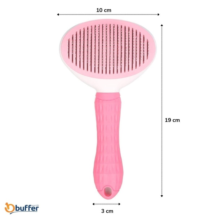 ® Yeni Ürün Kedi Köpek Tüy Toplayıcı Kendini Temizleyebilen Ergonomik Saplı Evcil Hayvan Tarağı Pembe