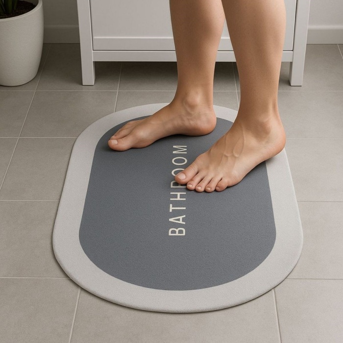 ® Yeni Ürün Sihirli Süper Su Emici Kaymaz Tabanlı Oval Paspas 40*60 cm