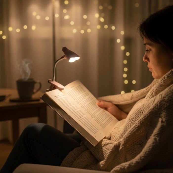 BUFFER® Lamba Model Mandallı LED Kitap Okuma Lambası – Kıvrılabilir Esnek Gövdeli, Taşınabilir Gece Lambası & Masaüstü Okuma Işığı