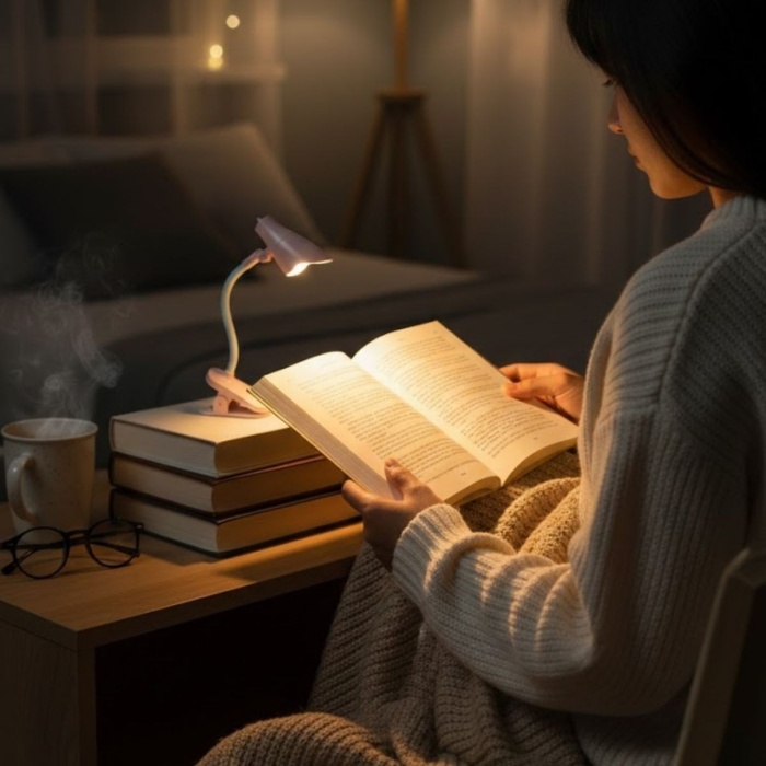 BUFFER® Lamba Model Mandallı LED Kitap Okuma Lambası – Kıvrılabilir Esnek Gövdeli, Taşınabilir Gece Lambası & Masaüstü Okuma Işığı