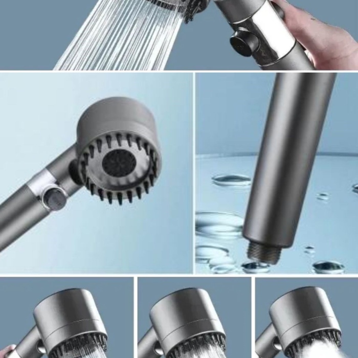 ® Yeni Ürün 3 Kademeli Turbo Basınçlı Masaj Başlıklı Silikon Fırçalı Duş BaşlığıYüksek Basınçlı Su Tasarruflu Duş Başlığı