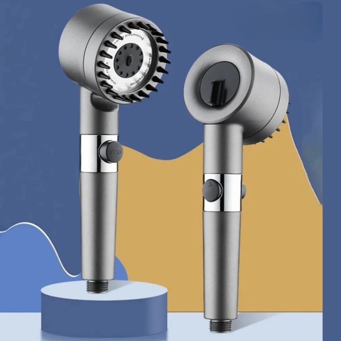 ® Yeni Ürün 3 Kademeli Turbo Basınçlı Masaj Başlıklı Silikon Fırçalı Duş BaşlığıYüksek Basınçlı Su Tasarruflu Duş Başlığı