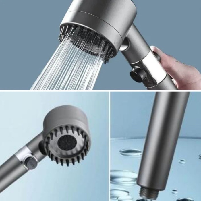 ® Yeni Ürün 3 Kademeli Turbo Basınçlı Masaj Başlıklı Silikon Fırçalı Duş BaşlığıYüksek Basınçlı Su Tasarruflu Duş Başlığı