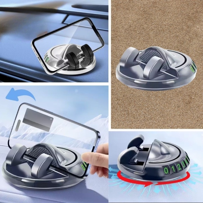 ® Yeni Ürün Numaratörlü Güçlü Yapışkanlı 360 Derece Dönebilen Su Geçirmez Araç İçi Telefon Tutucu Plastik Aparat