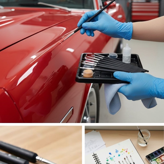 ® Yeni Ürün 10 Adet ve Araba Rötüş Fırça Setiİnce Detay Boyama, Model Yapımı ve Araç Çizik Giderme İçin Çok Amaçlı Fırça Takımı