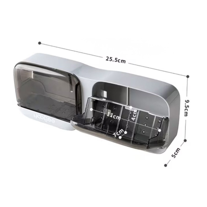 BUFFER® Duvara Monte İkili Kapaklı Plastik Katı Sabunluk Organizer – Banyo & Mutfak İçin Yapışkanlı Sabun Kutusu ve Düzenleyici