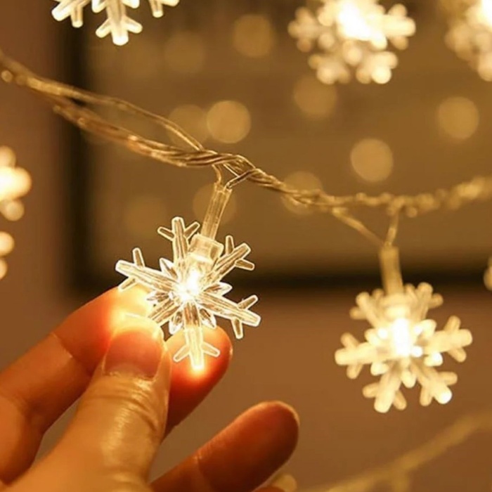 ® Yeni Ürün Kar Tanesi Şekilli 3.5 Metre USB LED Işık20 LED’li Dekoratif Kış ve Yılbaşı Aydınlatması