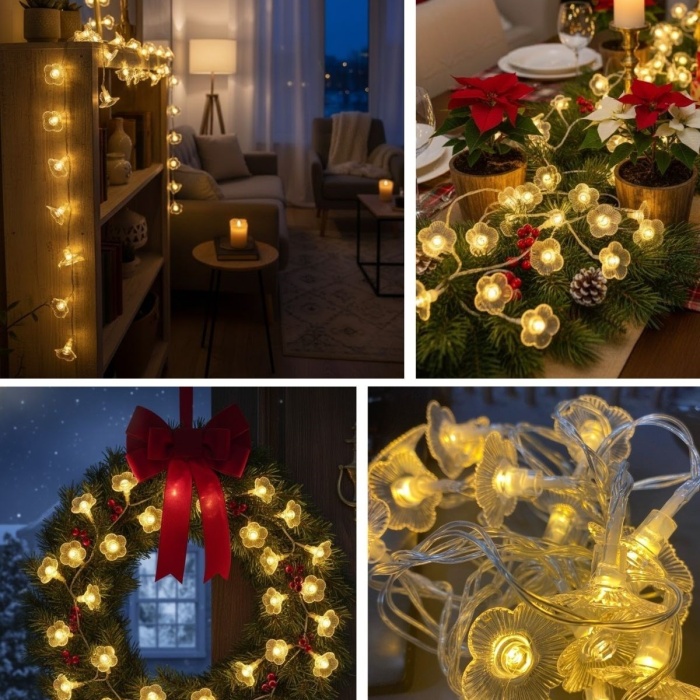 ® Yeni Ürün Çiçek Desenli 3.5 Metre USB LED Işık20 LED’li Dekoratif Ortam Aydınlatması