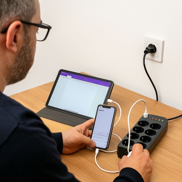 ® Yeni Ürün Akım Korumalı Termal Uzatma Kablosu8 Priz, 2 USB ve 2 Type-C Girişli, Güçlü Çoklu Priz