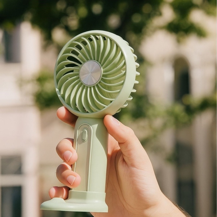 ® Yeni Ürün Masa Üstü Standlı USB ile Şarj Olabilen 3 Ayarlı Fan Modlu Çanta Tipi El Fanı