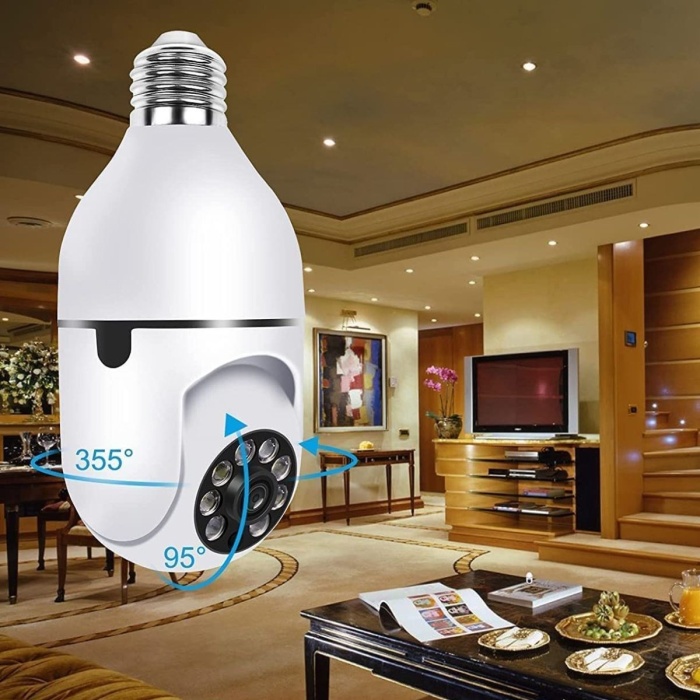 ® Yeni Ürün WiFi 360 Panoramik Ampul Kamera Gece Görüş Ses Akıllı Hareket Algılayıcı