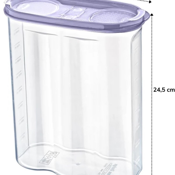 ® Yeni Ürün 2 Kapaklı Ölçekli Erzak Kuru Gıda Saklama Kutusu Kabı 2,4 Litre-SA940