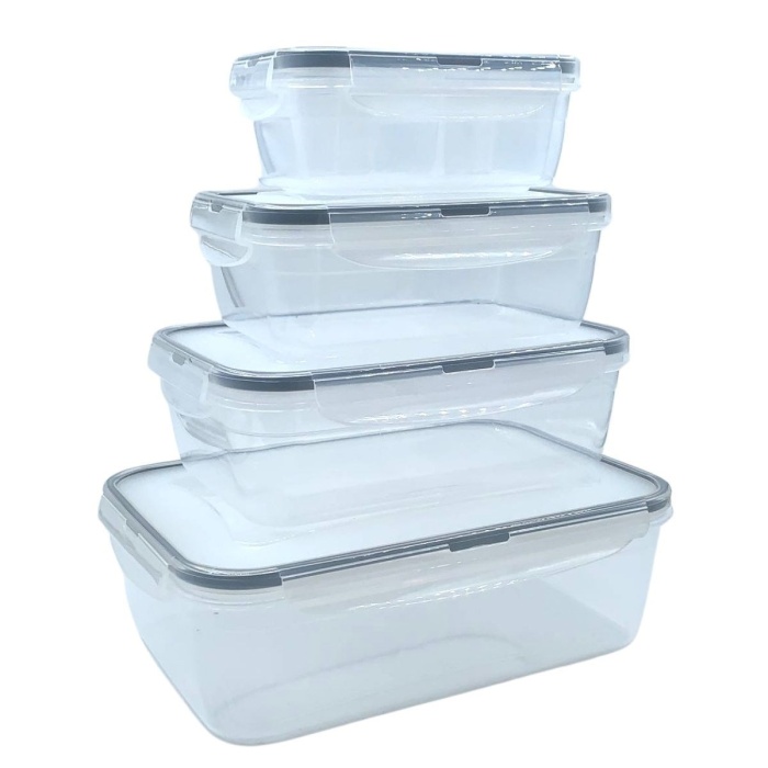 ® Yeni Ürün 4lü İç İçe Sızdırmaz Contalı Kilitli Kapaklı Plastik Erzak Saklama Kapları LC315