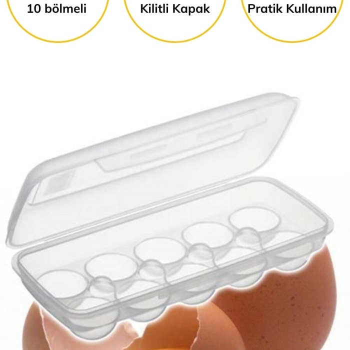 ® Yeni Ürün 10 Bölmeli Kilitli Kapaklı Yumurtalık Saklama Kutusu YU110
