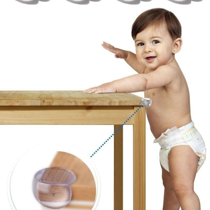 ® Yeni Ürün Bebek Çocuk Yumuşak ve Esnek Dairesel Şeffaf Yapışkanlı Güvenlik Köşe Koruyucu (4 Adet)