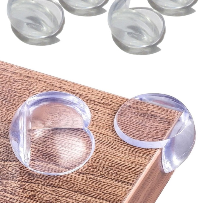 ® Yeni Ürün Bebek Çocuk Yumuşak ve Esnek Dairesel Şeffaf Yapışkanlı Güvenlik Köşe Koruyucu (4 Adet)