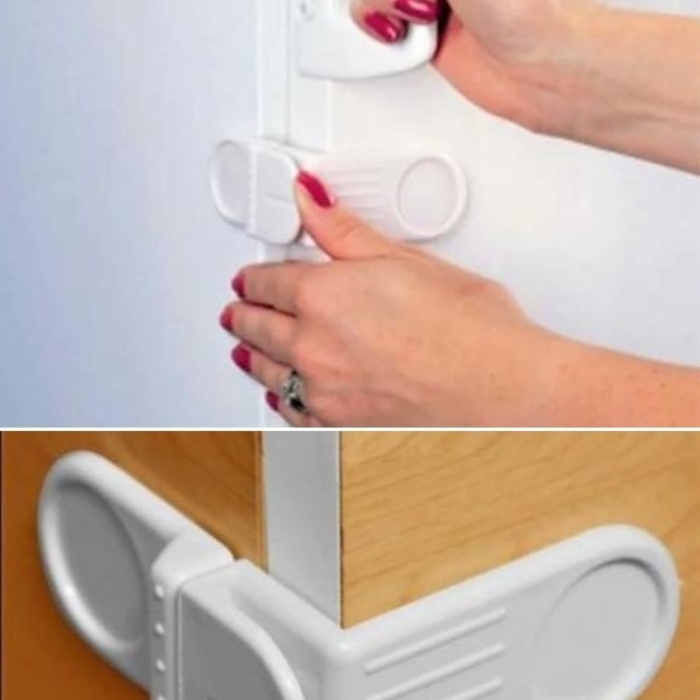 ® Yeni Ürün Bebek Çocuk Güvenlik Çekmece ve Dolap İçin Kendiliğinde Yapışkanlı Vidasız Köşe Kapak Kilidi