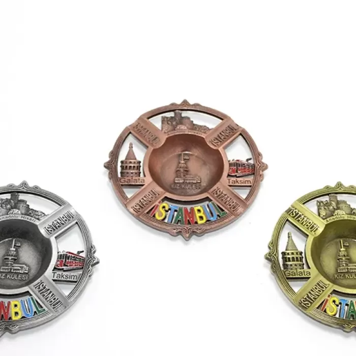 ® Yeni Ürün İstanbul Temalı Yöresel Metal Küllük Yuvarlak