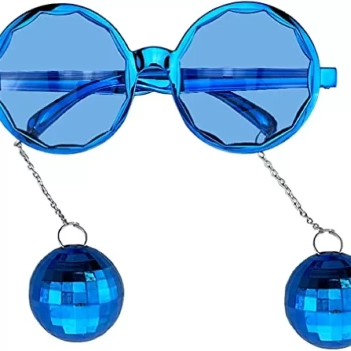 ® Yeni Ürün Mavi Disko Toplu Küpeli Parti Gözlüğü