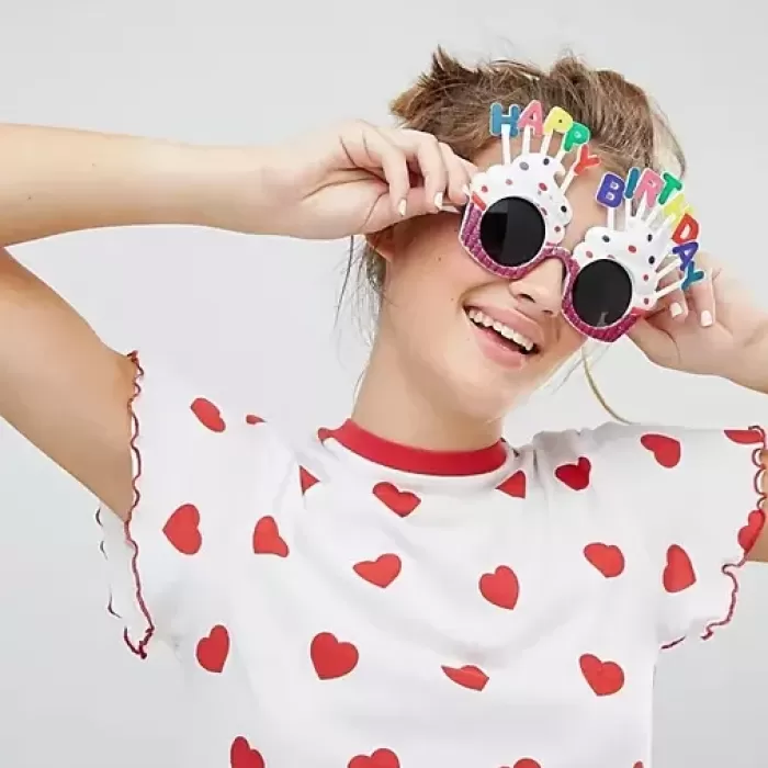 ® Yeni Ürün Happy Birthday Beyaz Fuşya Parti Gözlüğü