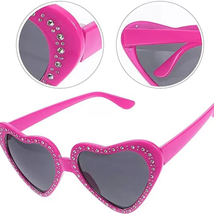 ® Yeni Ürün Pembe Kalp Taşlı Parti Gözlüğü