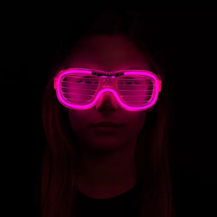 ® Yeni Ürün Pembe Led Işıklı Parti Gözlüğü - Neon 3 Modlu