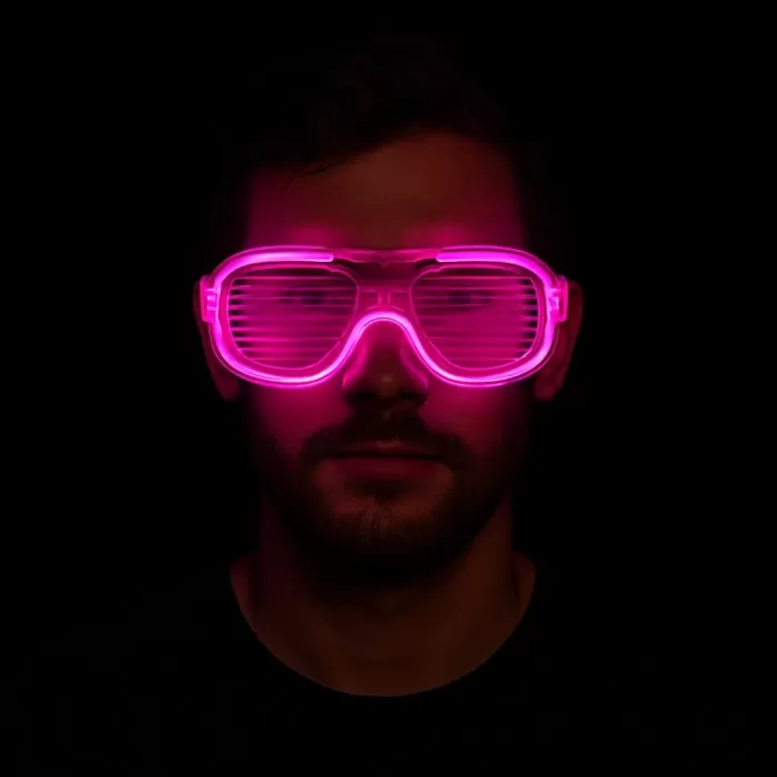 ® Yeni Ürün Pembe Led Işıklı Parti Gözlüğü - Neon 3 Modlu