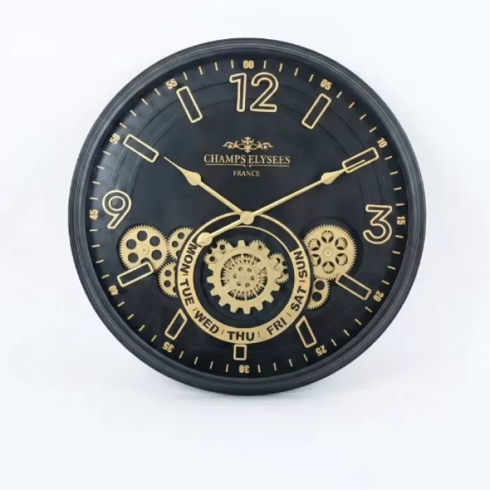 ® Yeni Ürün Çarklı Duvar Saati Altın Rengi Detaylı 59 Cm