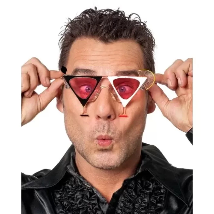 ® Yeni Ürün Siyah Beyaz Renk Martini Parti Gözlüğü