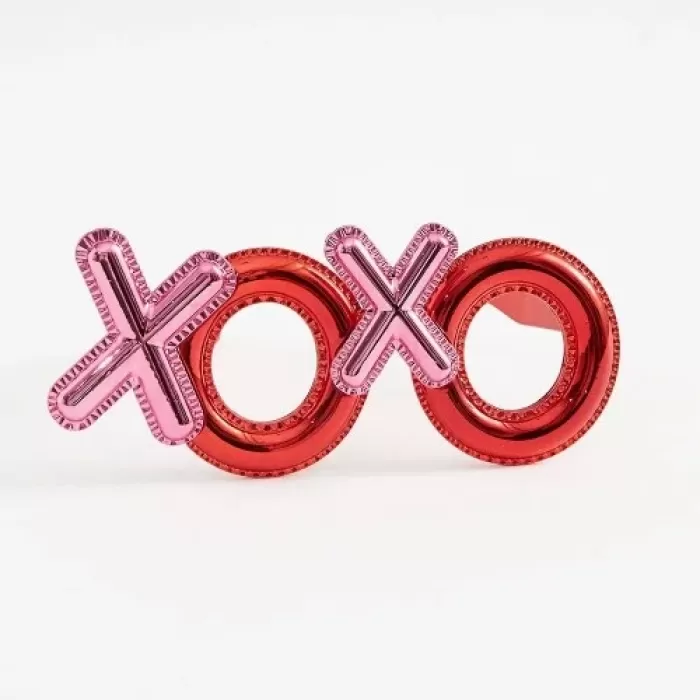 ® Yeni Ürün Kırmızı Renk Xoxo Yazılı Parti Gözlüğü 17x7 Cm
