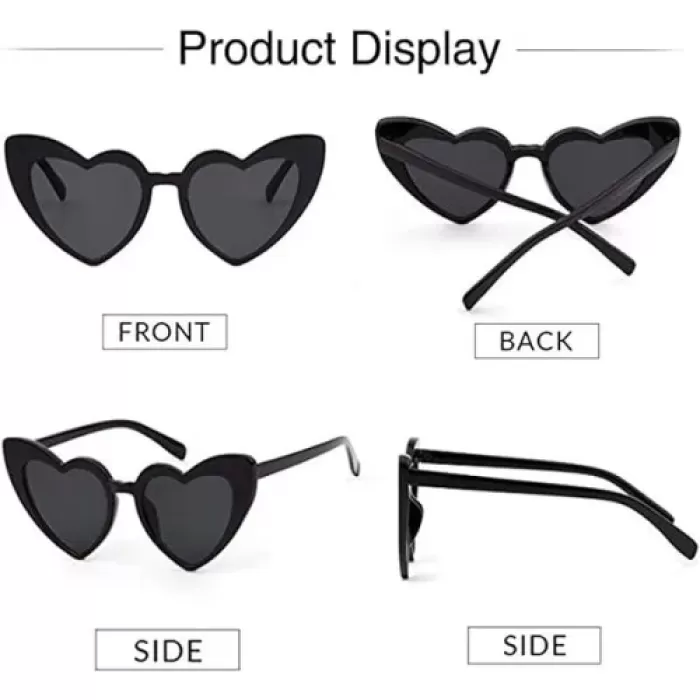 ® Yeni Ürün Siyah Renk Kalp Şekilli Parti Gözlüğü 15x5 Cm