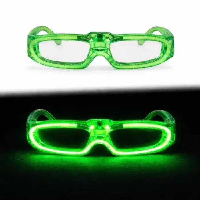 ® Yeni Ürün Yeşil Led Işıklı Parti Gözlüğü 3 Modlu – Glow &amp; Gece Eğlence Gözlüğü