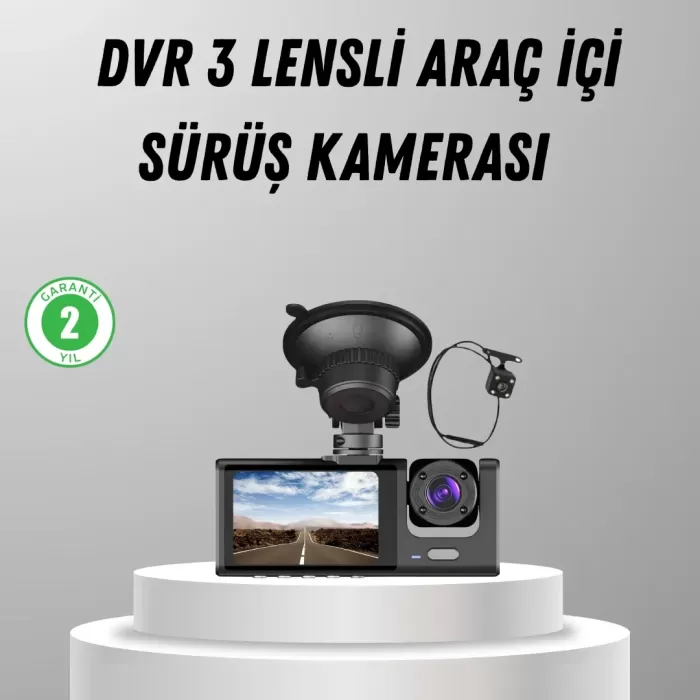 ® Yeni Ürün Üç Kameralı Araç Dvr Full Hd Gece Görüşlü Ve 2 İnç Ips Ekranlı