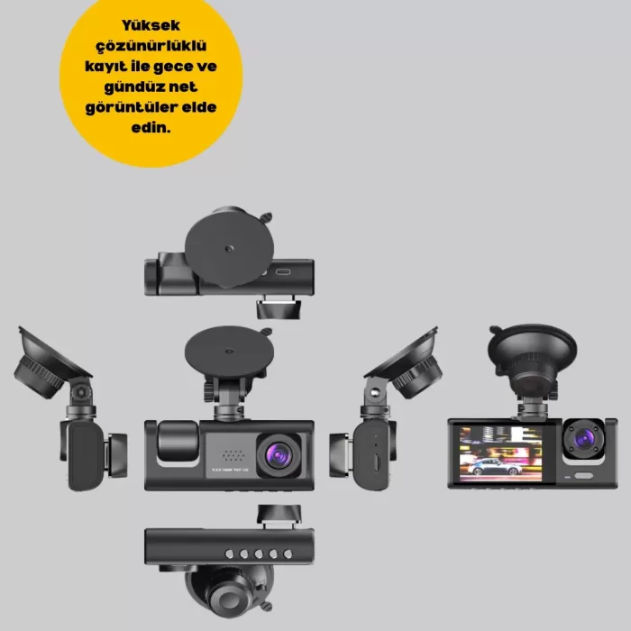 ® Yeni Ürün Full Hd Çift Yönlü Araç Kamerası  Hareket Algılama  Döngüsel Kayıt