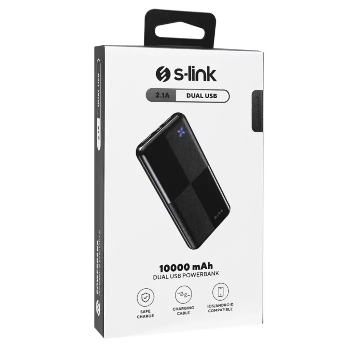 ® Yeni Ürün S-lınk Ip-g12n Siyah 10.000mah 2xusb 1xmicro Usb 1xtype-c 4 Led Göstergeli Powerbank(1923)