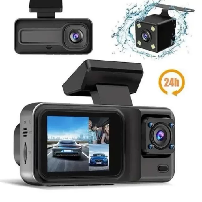 ® Yeni Ürün 1080p 3 Lensli Wifi Araç İçi Kameralı Ekran Dvr Kaydedici Gece Görüşlü