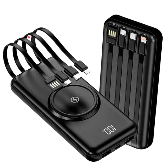 ® Yeni Ürün Kablosuz Çoklu Şarj Girişli 10.000 Mah Kablolu Powerbank Taşınabilir