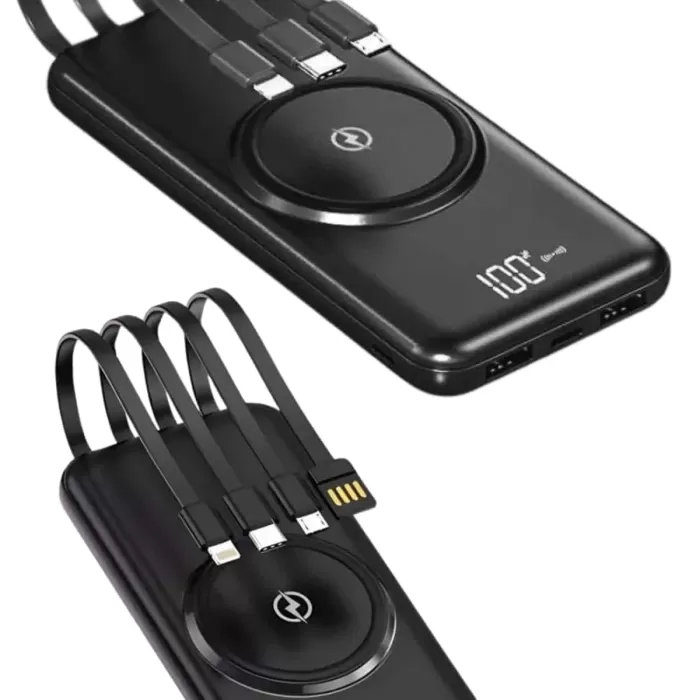 ® Yeni Ürün Kablosuz Çoklu Şarj Girişli 10.000 Mah Kablolu Powerbank Taşınabilir