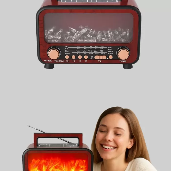 ® Yeni Ürün Solar Panelli Alev Işıklı Bluetooth HoparlörÇoklu Giriş Uzun Pil Ömrü